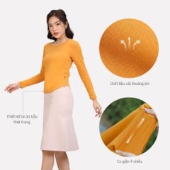 Áo thun nữ tay dài form suông cổ tròn chất rib chất cotton siêu mát 220p 0272
