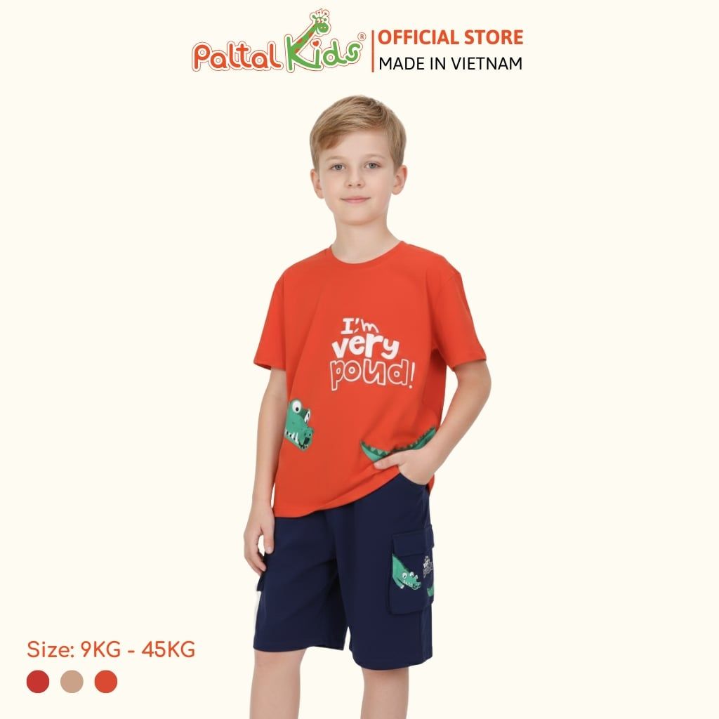 Đồ Bộ Đùi Túi Hộp Hình In Nhiệt Cá Sấu Cotton Mỹ Bé Trai Cao Cấp - 025 2121