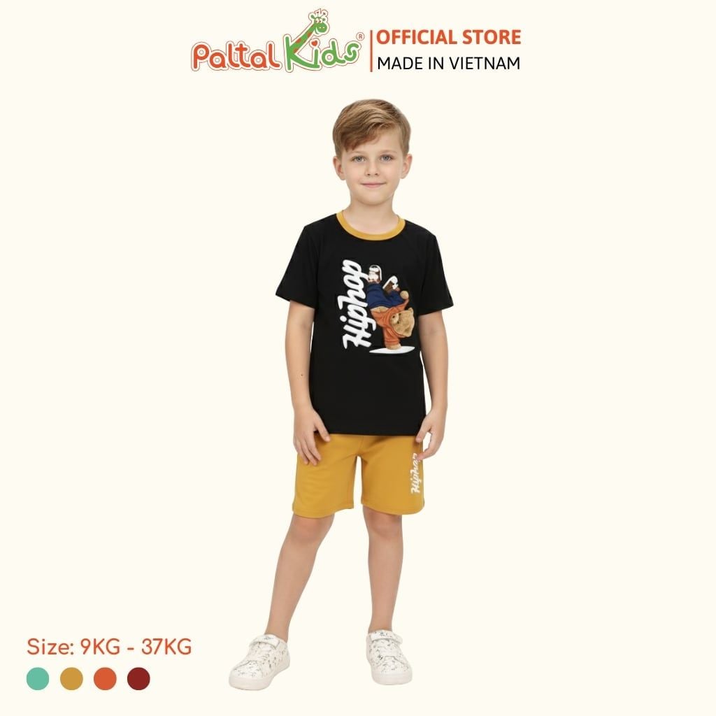 Đồ Bộ Đùi Cơ Bản Cotton Mỹ Hình In Chú Gấu Bé Trai Cao Cấp - 025 2109