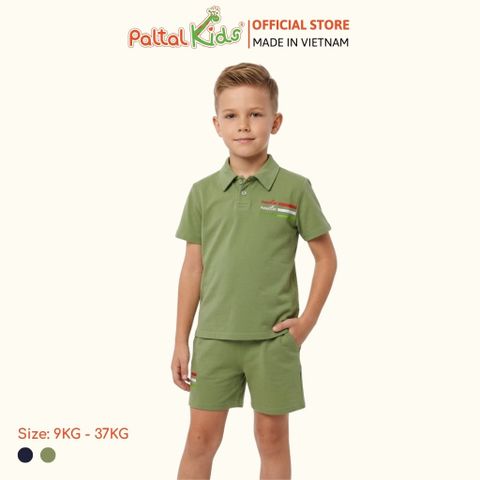 Set Áo Cổ Polo Hình In Logo Mix Quần Đùi Form Rộng Bé Trai Cao Cấp - 025 2175