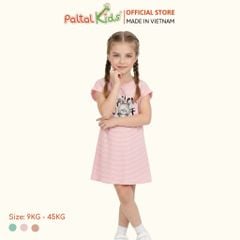 Đầm Dáng A Cánh Dơi Hình In Thỏ Xám Cotton Mỹ Bé Gái Cao Cấp - 02C 8024