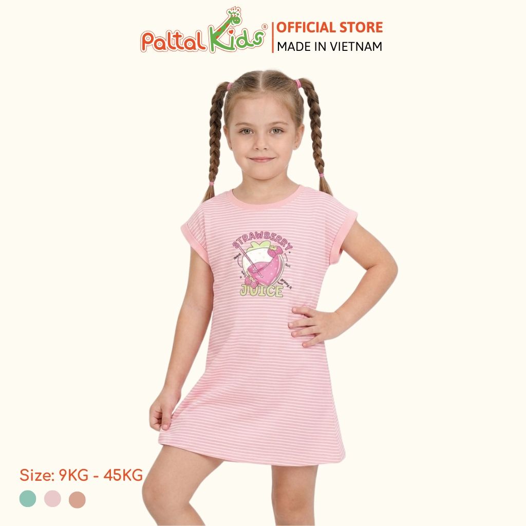 Đầm Dáng A Cánh Dơi Cotton Mỹ Hình In Mùa Hè Bé Gái Cao Cấp - 02C 8025