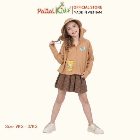 Áo Khoác Croptop Poly Chống Nắng Hình In Gấu Vàng Bé Gái Cao Cấp - 311 4034