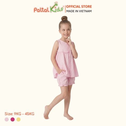 Đồ Bộ Đùi Lanh Lạnh Sát Nách Đính Nút Bé Gái Cao Cấp - 255 2166