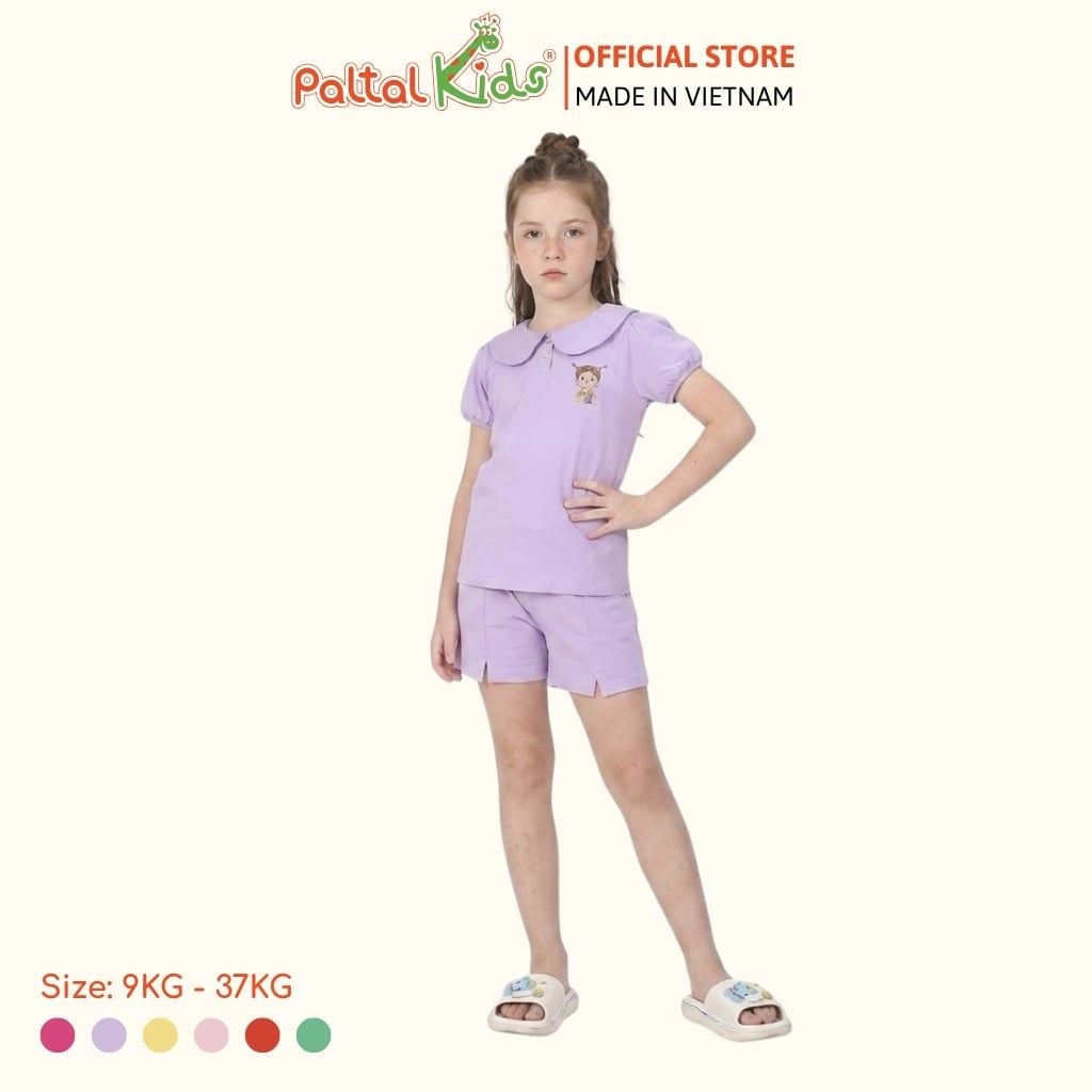 Đồ Bộ Đùi Tay Phồng Cotton Mỹ Hình In Cô Gái Xinh Xắn Bé Gái Cao Cấp - 025 2136