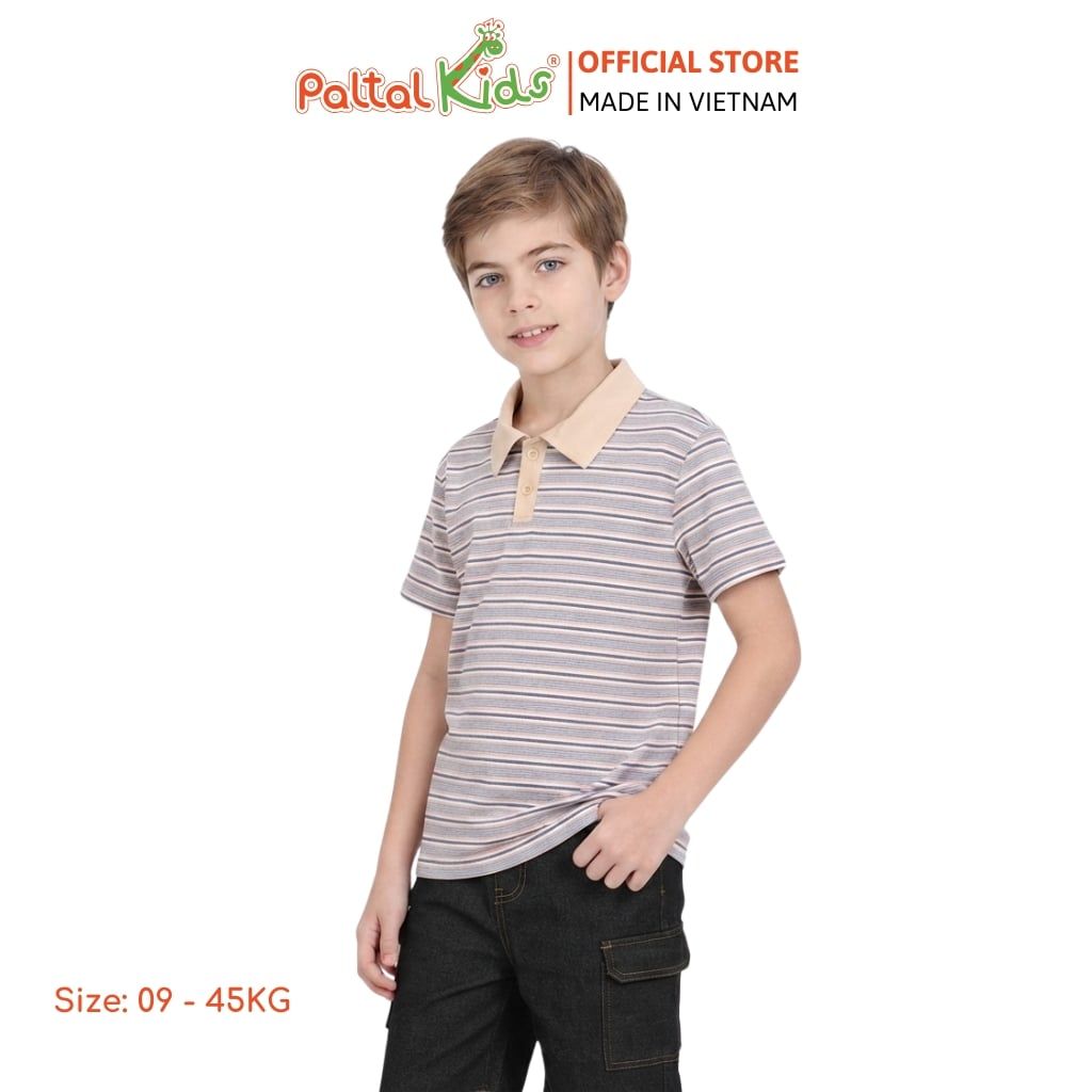 Áo Thun Polo Cotton Sọc Gân Bé Trai Cao Cấp - 020 1420