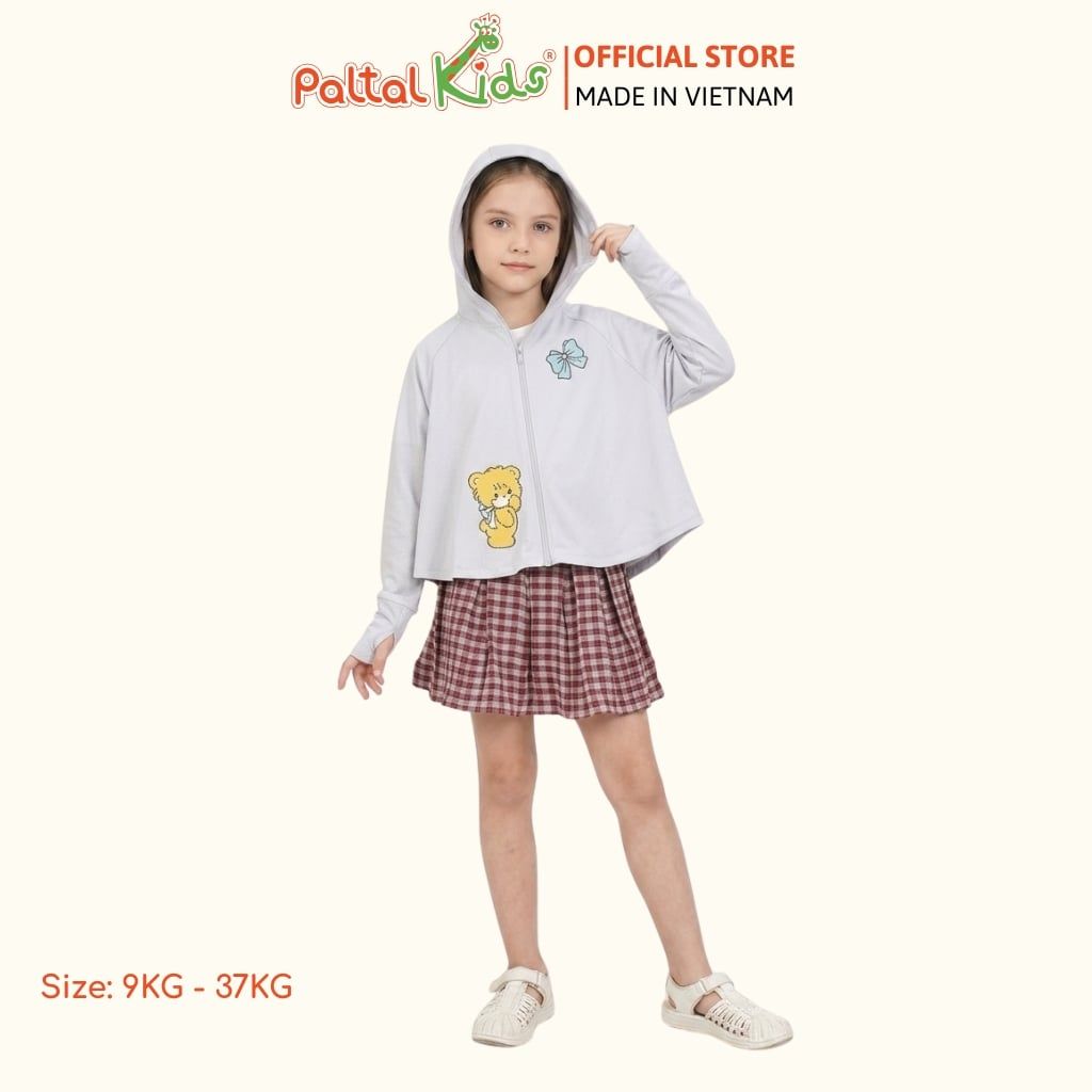 Áo Khoác Croptop Poly Chống Nắng Hình In Gấu Vàng Bé Gái Cao Cấp - 311 4034