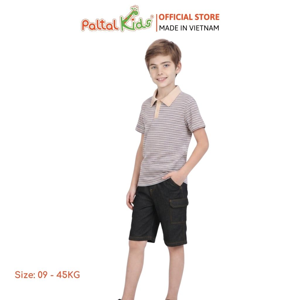 Áo Thun Polo Cotton Sọc Gân Bé Trai Cao Cấp - 020 1420