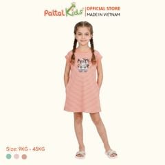 Đầm Dáng A Cánh Dơi Hình In Thỏ Xám Cotton Mỹ Bé Gái Cao Cấp - 02C 8024