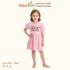 Đầm Babydoll Tay Phồng Cotton Mỹ Hình In Gấu Panda Bé Gái Cao Cấp - 02C 8034