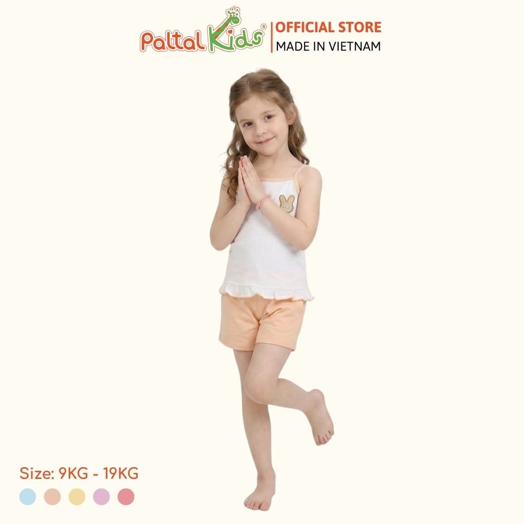 Đồ Bộ Đùi 2 Dây Lai Vạt Bèo Cotton Modal Bé Gái Cao Cấp - 205 7025