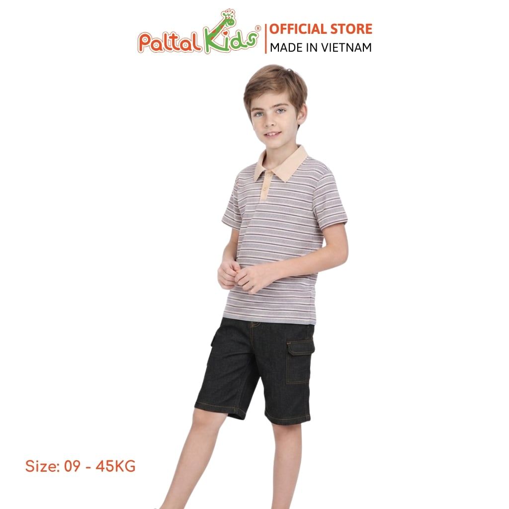 Áo Thun Polo Cotton Sọc Gân Bé Trai Cao Cấp - 020 1420