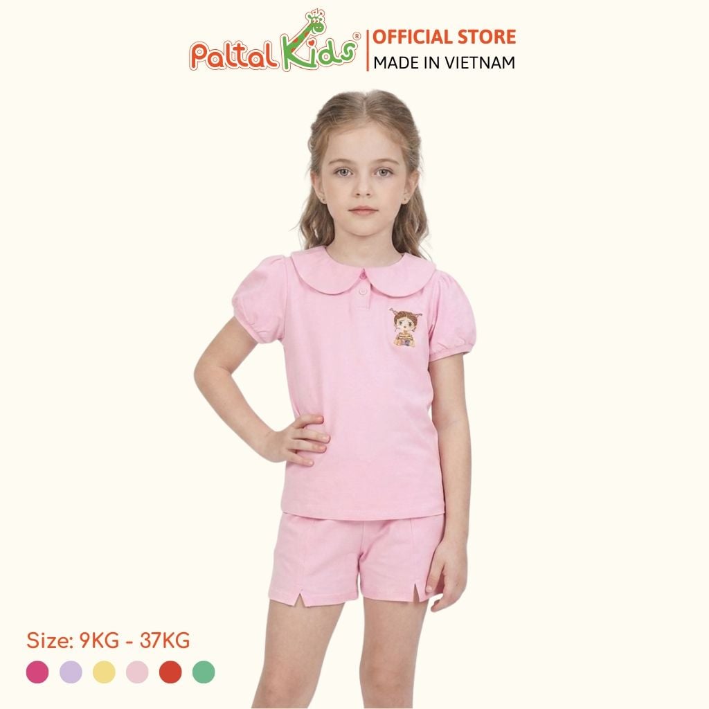 Đồ Bộ Đùi Tay Phồng Cotton Mỹ Hình In Cô Gái Xinh Xắn Bé Gái Cao Cấp - 025 2136