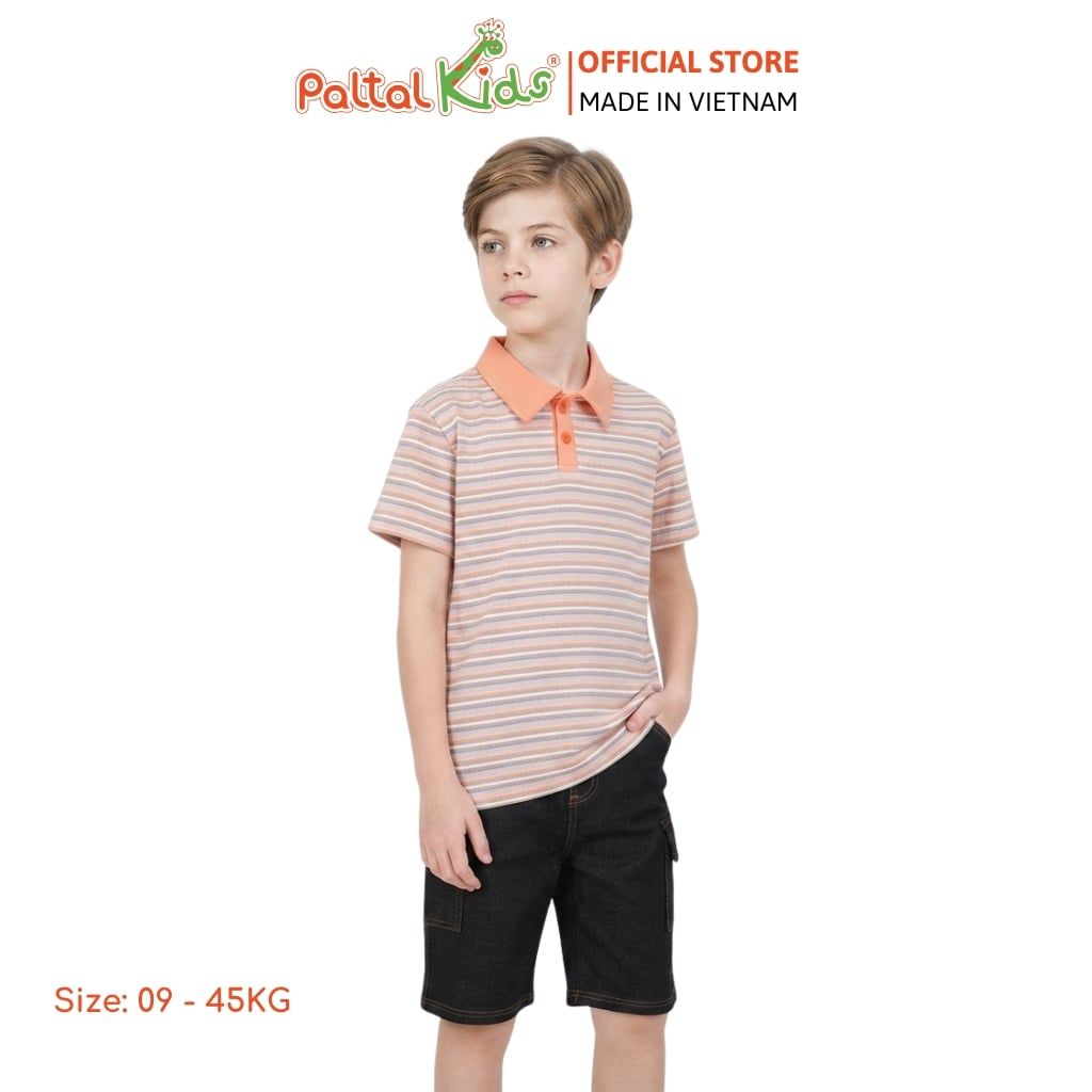 Áo Thun Polo Cotton Sọc Gân Bé Trai Cao Cấp - 020 1420
