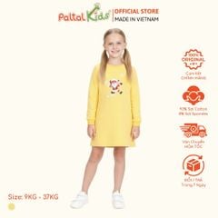 Đầm Dáng A Tay Dài Cotton Mỹ Hình In Ông Gìa NOEL Bé Gái Cao Cấp - 02C 8012