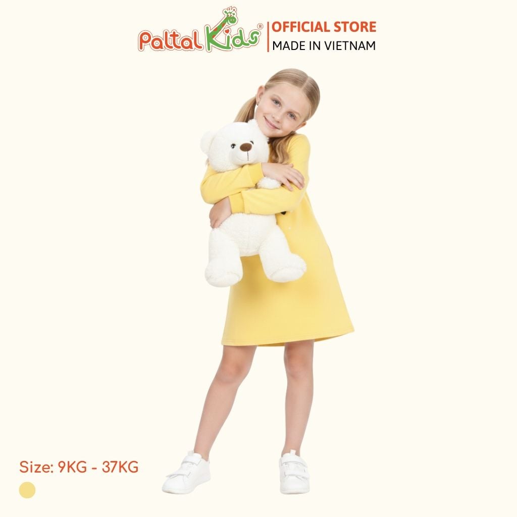 Đầm Dáng A Tay Dài Cotton Mỹ Hình In Ông Gìa NOEL Bé Gái Cao Cấp - 02C 8012