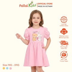 Đầm Babydoll Tay Phồng Cotton Mỹ Hình In Gấu Panda Bé Gái Cao Cấp - 02C 8035