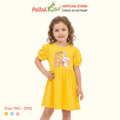 Đầm Babydoll Tay Phồng Cotton Mỹ Hình In Gấu Panda Bé Gái Cao Cấp - 02C 8035