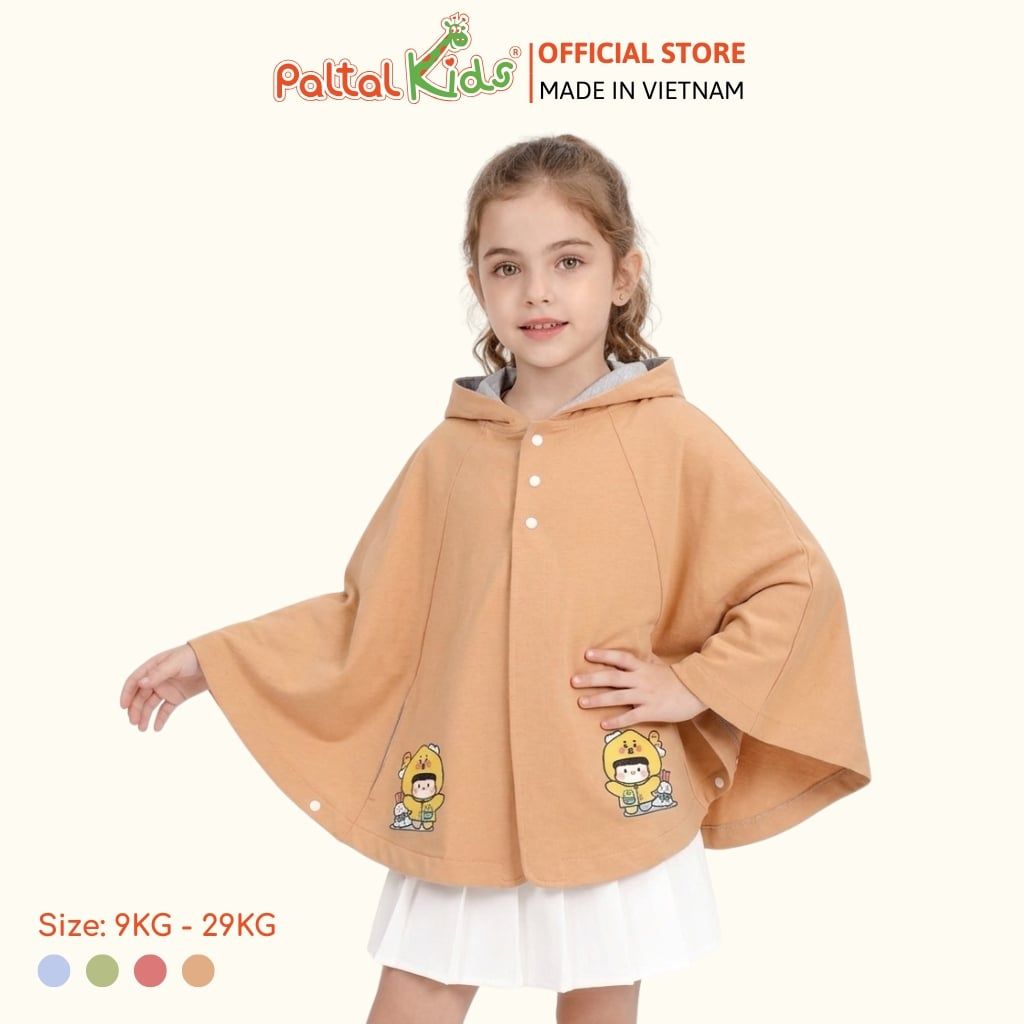 Áo Choàng Cánh Dơi Cotton Melan Bé Gái Cao Cấp - 191 4026