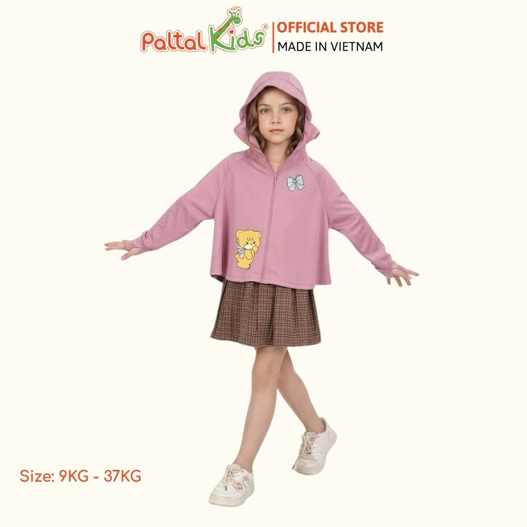 Áo Khoác Croptop Poly Chống Nắng Hình In Gấu Vàng Bé Gái Cao Cấp - 311 4034