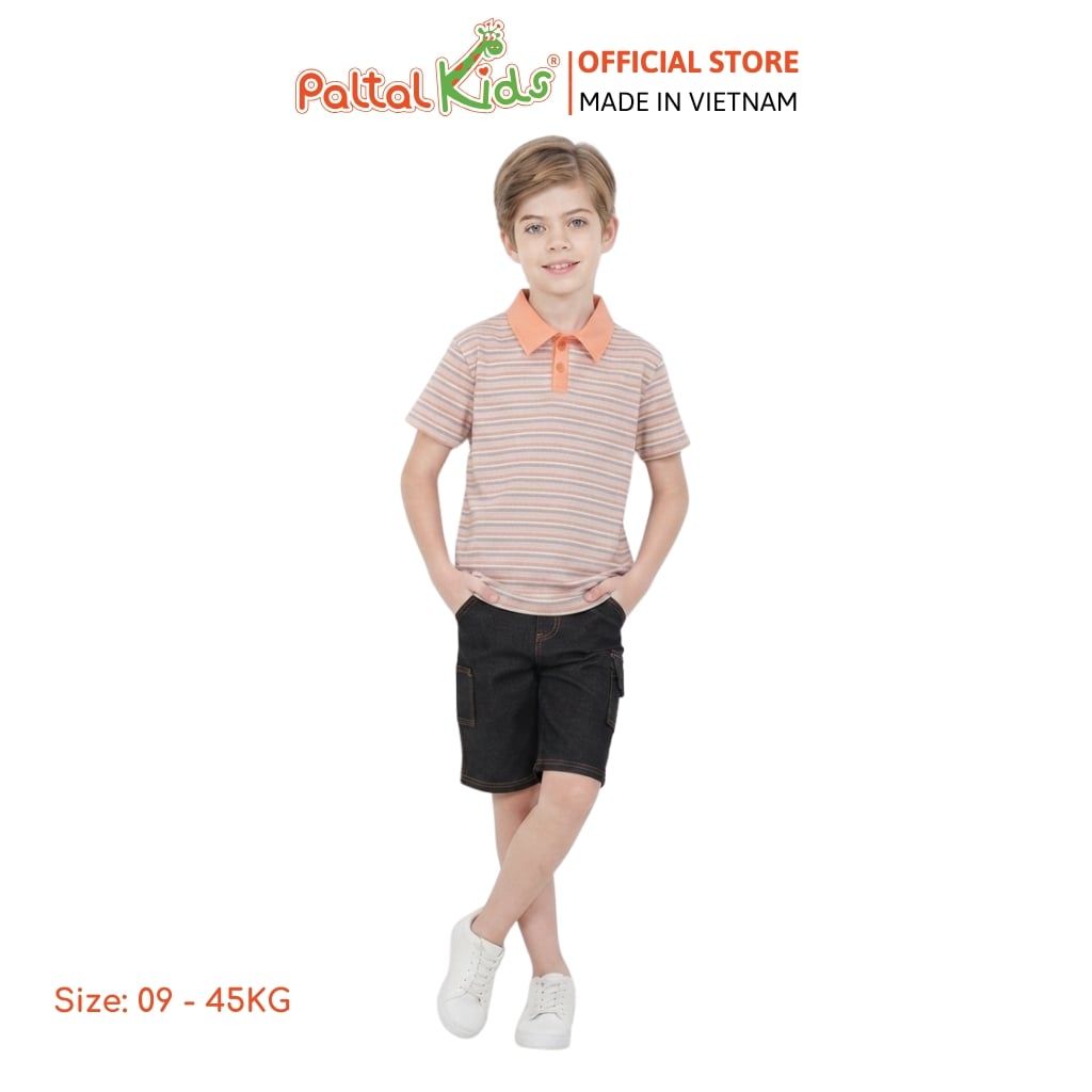 Áo Thun Polo Cotton Sọc Gân Bé Trai Cao Cấp - 020 1420