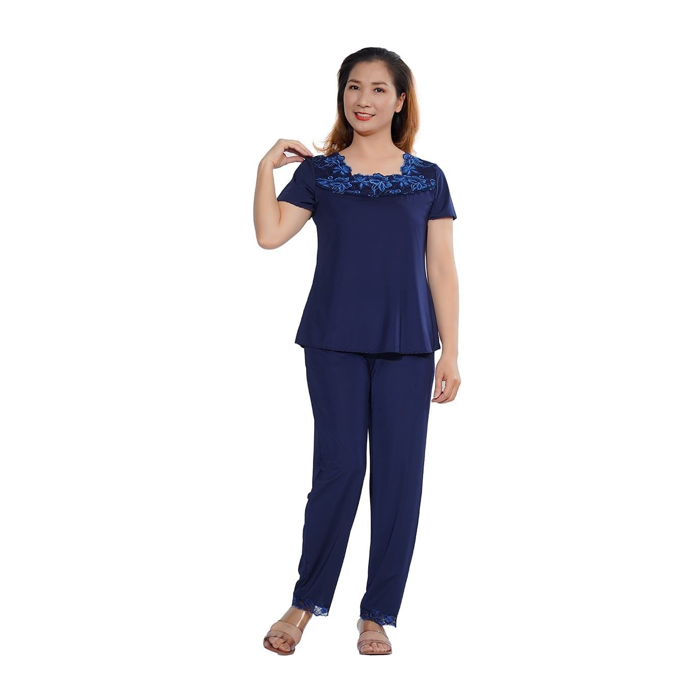 Set đồ bộ nữ kiểu quần dài tay ngắn chất thun lạnh siêu bền 013p 3147