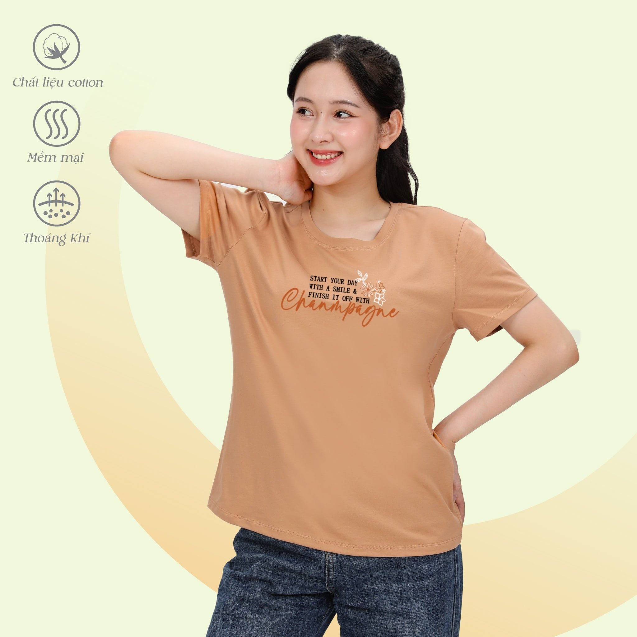 Áo thun nữ tay ngắn form suông chất cotton siêu mát 020p 0283