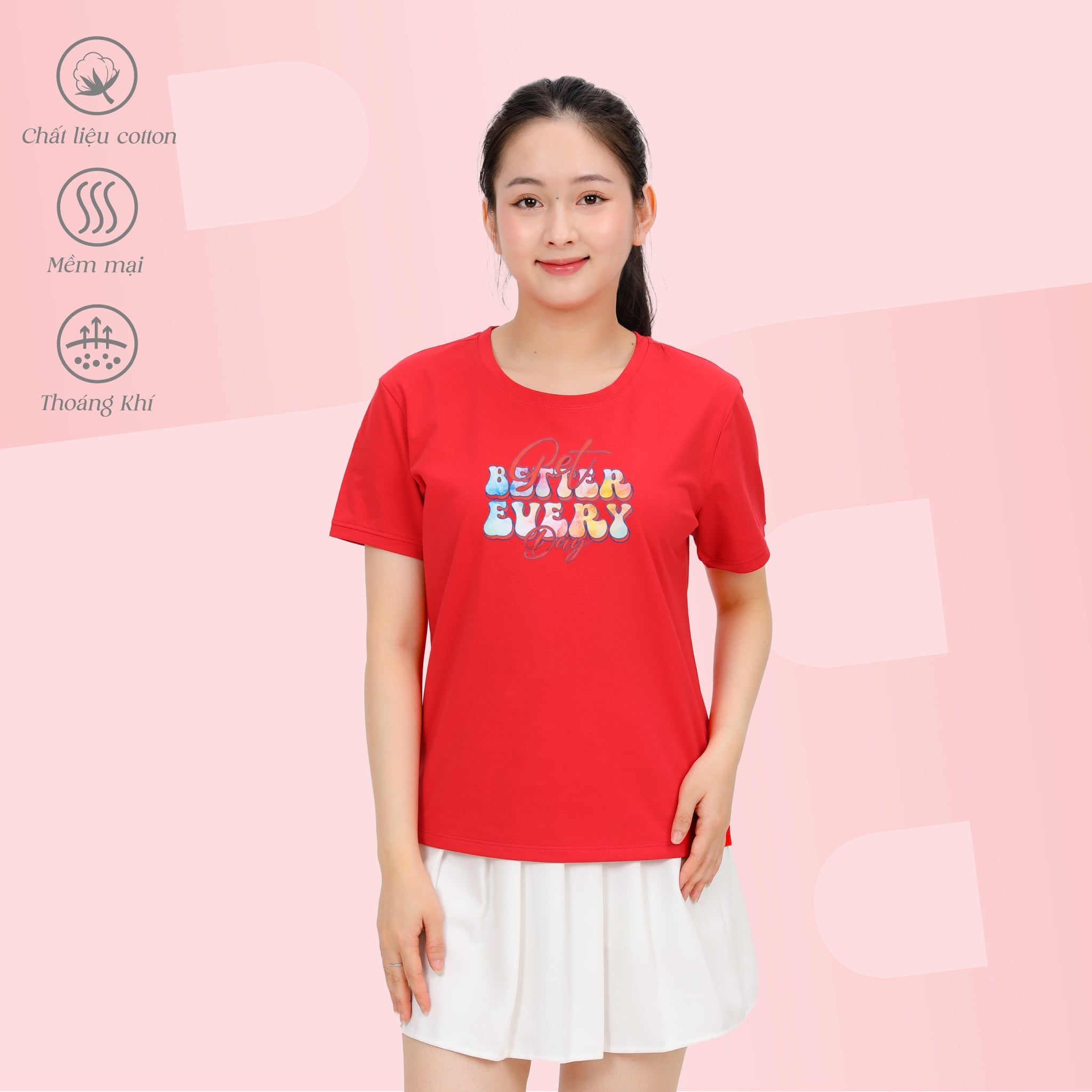 Áo thun nữ tay ngắn form cơ bản chất cotton siêu mát 020p 1972