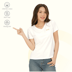 Áo thun nữ cổ tim tay ngắn chất cotton siêu mát co dãn 4 chiều  020p 0367