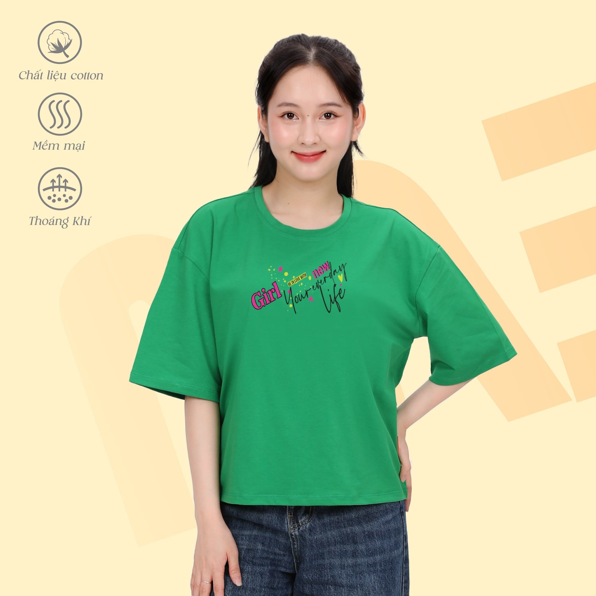Áo thun nữ phom vuông chất cotton siêu mát 190p 0298