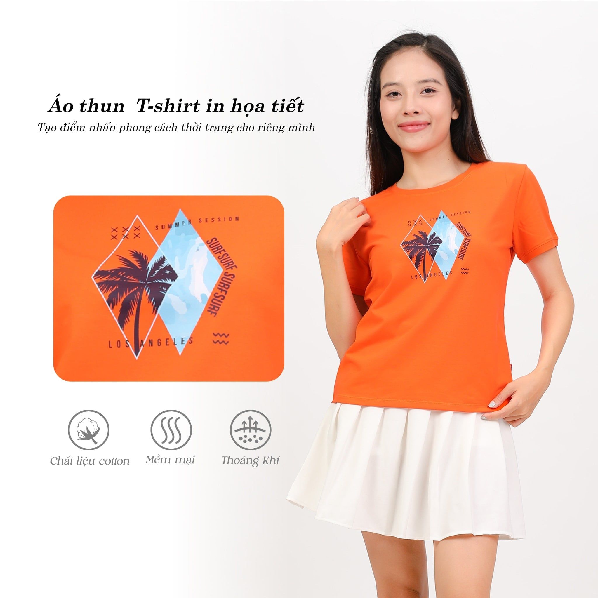 .Áo thun nữ tay ngắn form cơ bản chất cotton siêu mát 020p 0308