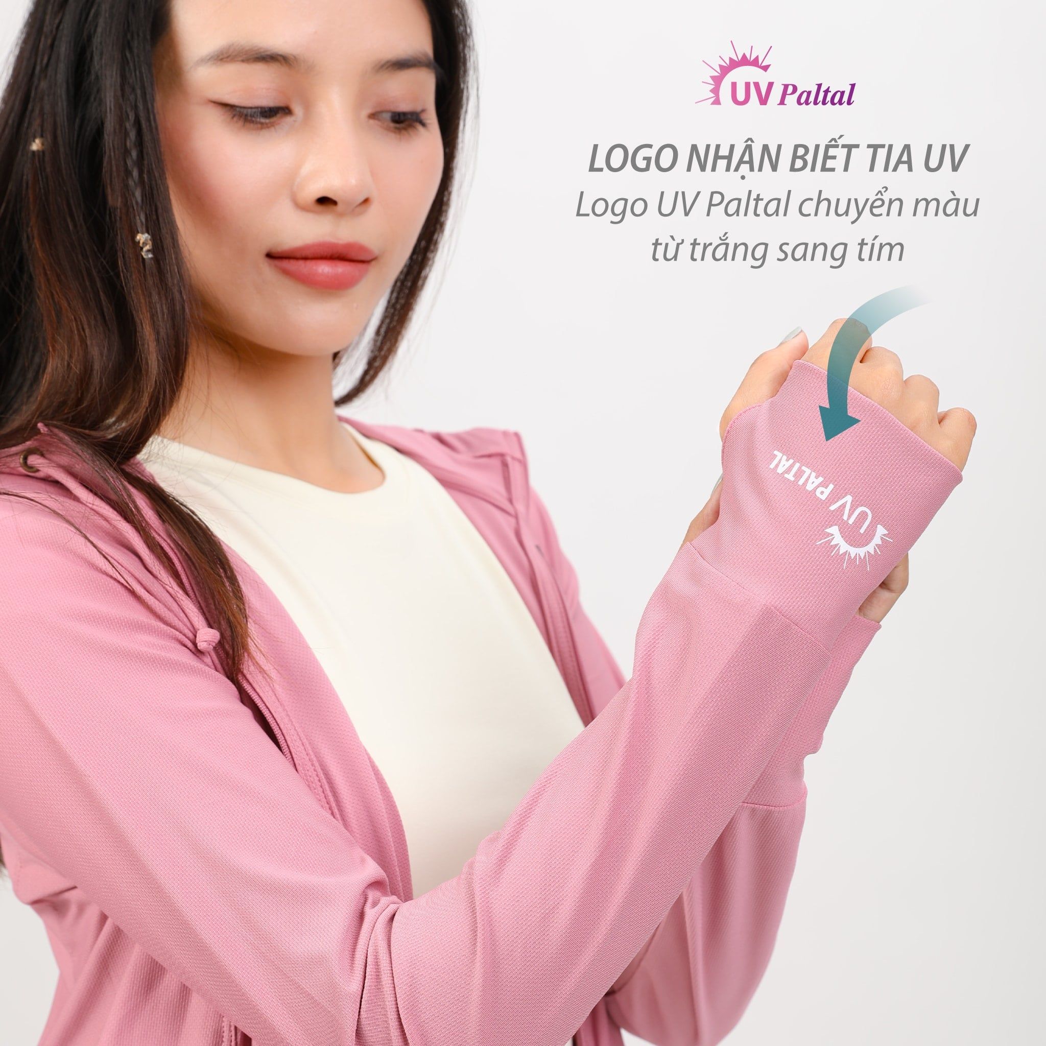 Áo khoác nữ chống nắng, chống UV chất poly cát logo UV đổi màu 311p 1297