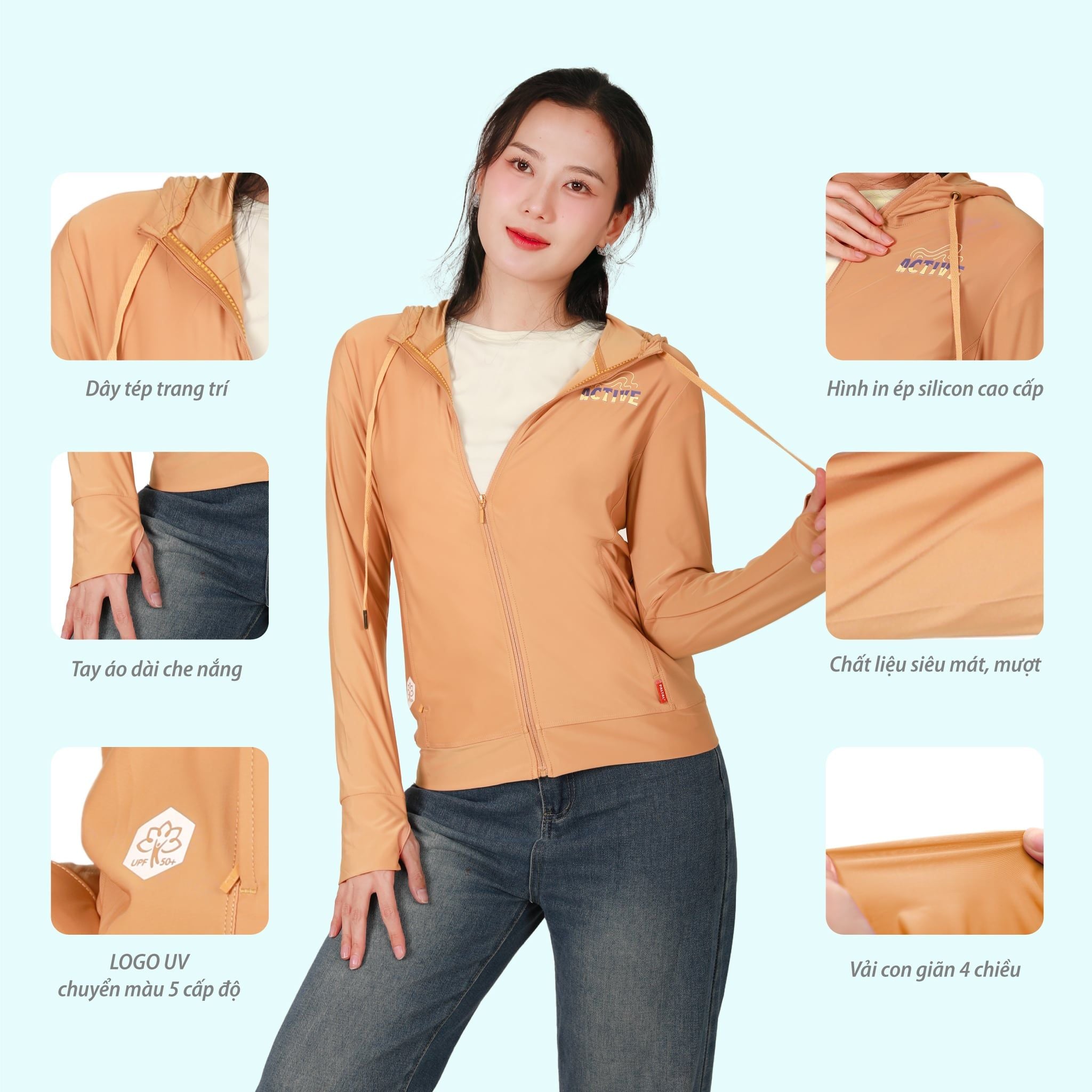 Áo khoác nữ chống nắng, chất nhung lạnh siêu bền 151p 1325