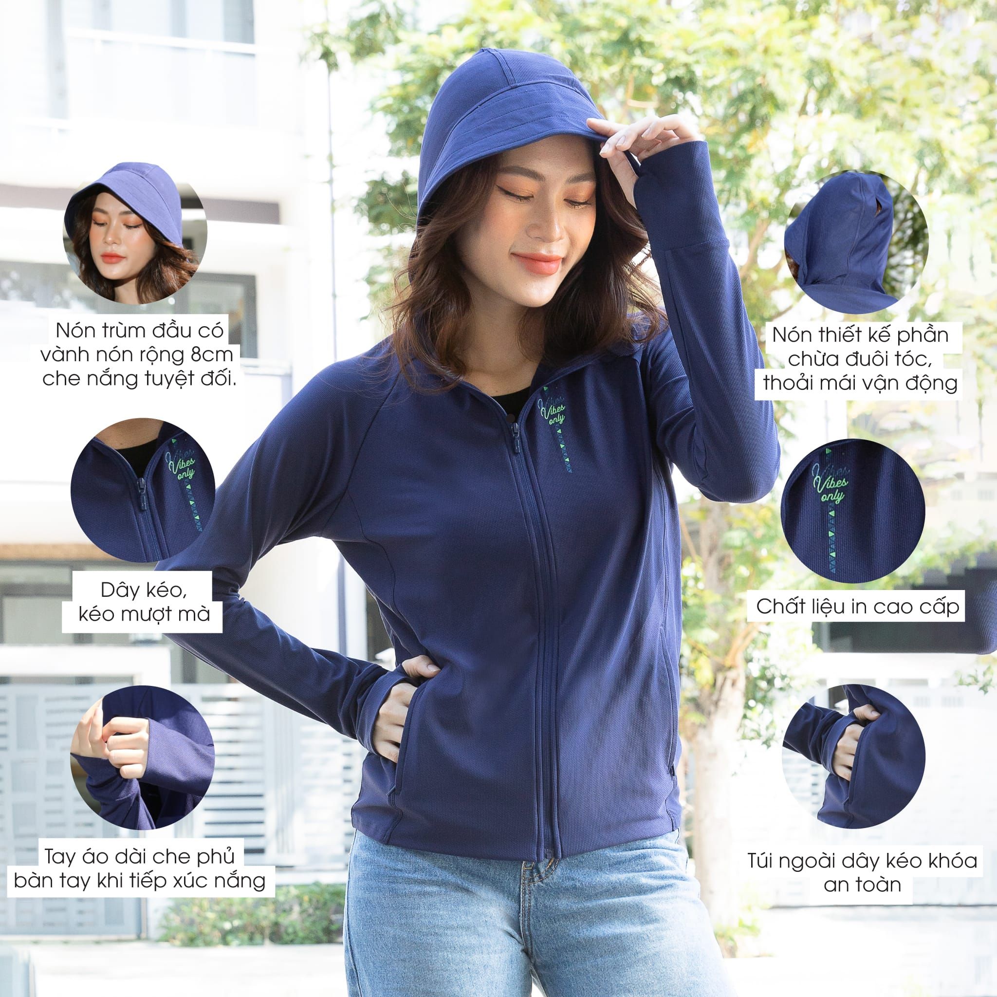 BST Áo khoác nữ chống nắng, chống UV chất poly cát mỏng nhẹ  311p 1247 / 1250 / 1274 / 1296