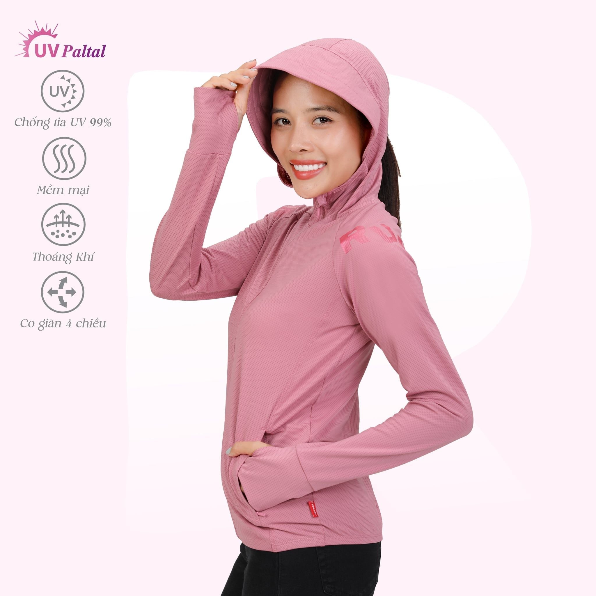 Áo khoác nữ chống nắng, chống UV có nón chất poly thái 311p 1301