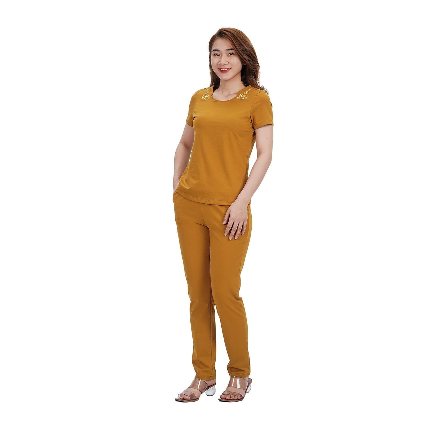 Set đồ bộ nữ kiểu quần dài tay ngắn chất cotton siêu mát 023p 3321