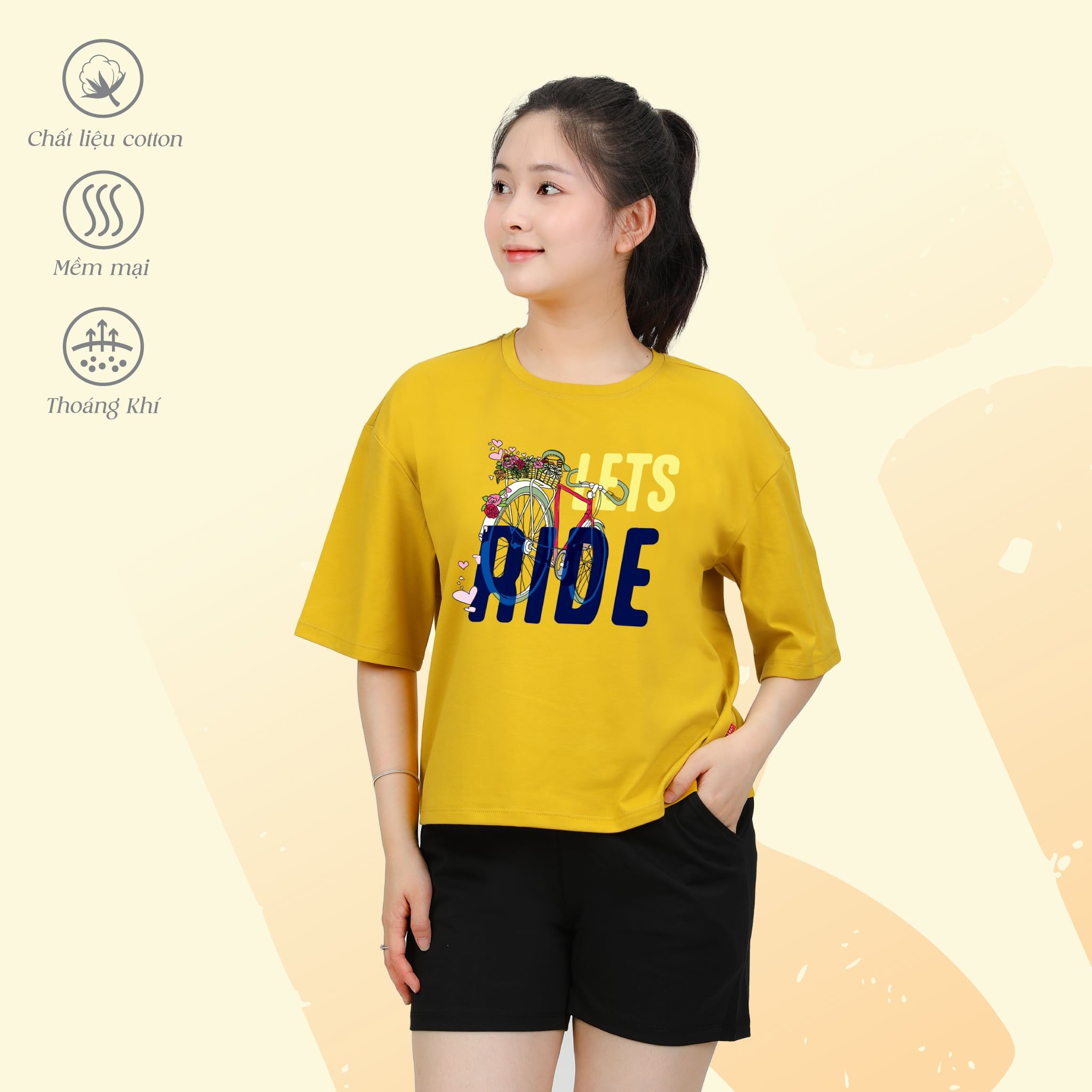 Set đồ bộ nữ kiểu quần đùi tay ngắn chất cotton siêu mát 195p 5165