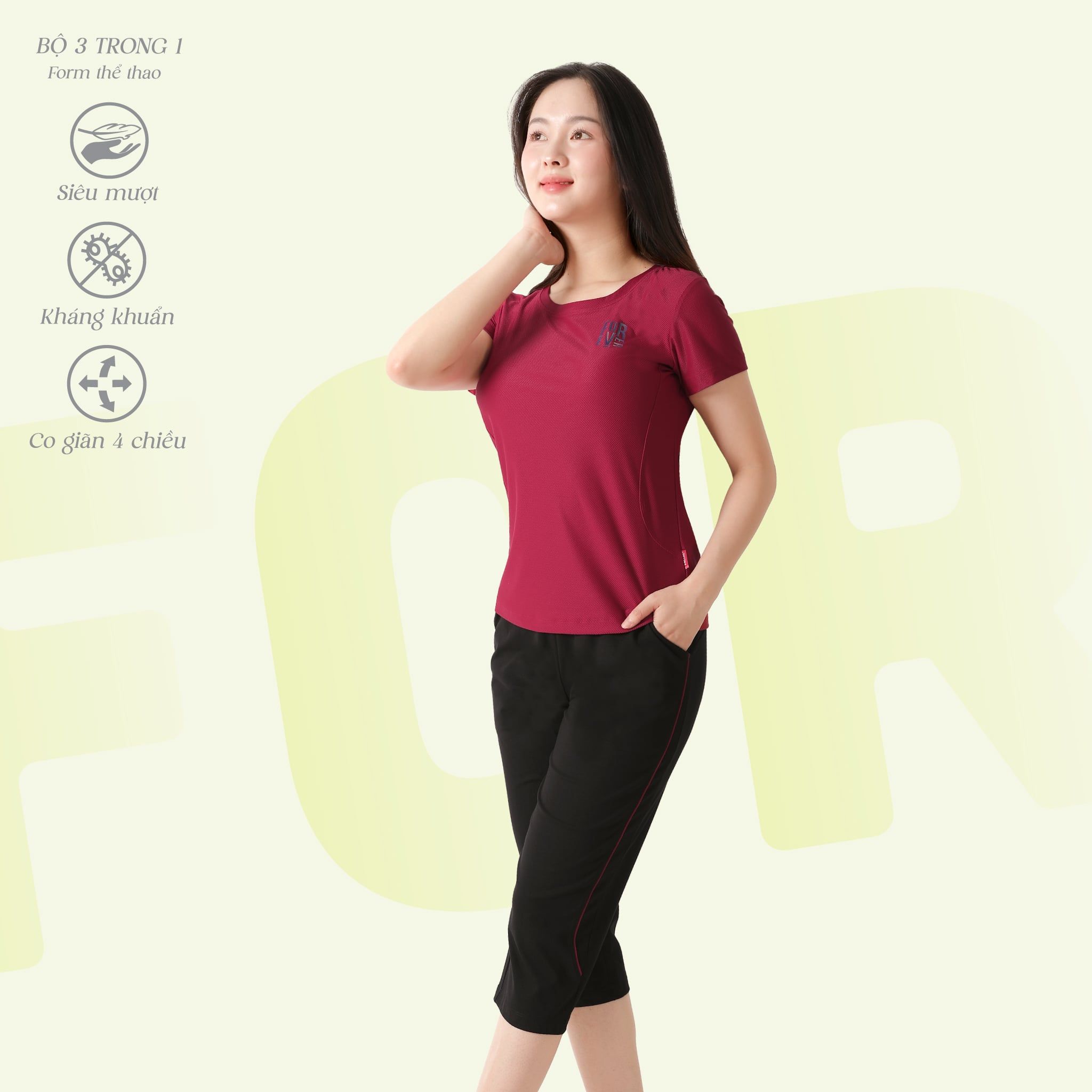 Bộ nữ thể thao chất silk lạnh kiểu quần lửng tay ngắn 374p 4304
