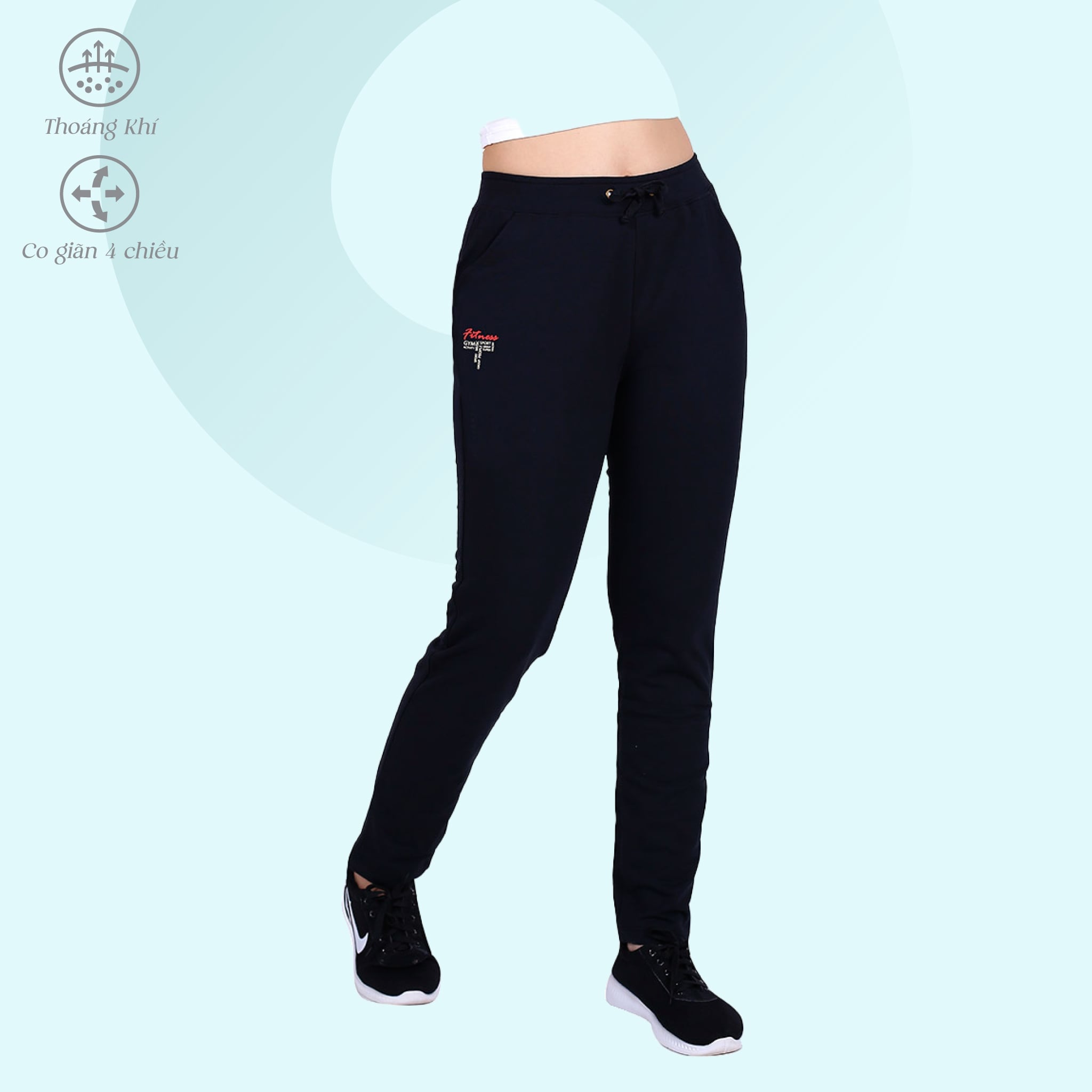 Quần thể thao nữ ống dài thun chất vảy cá cotton cvc mát 408p 8007