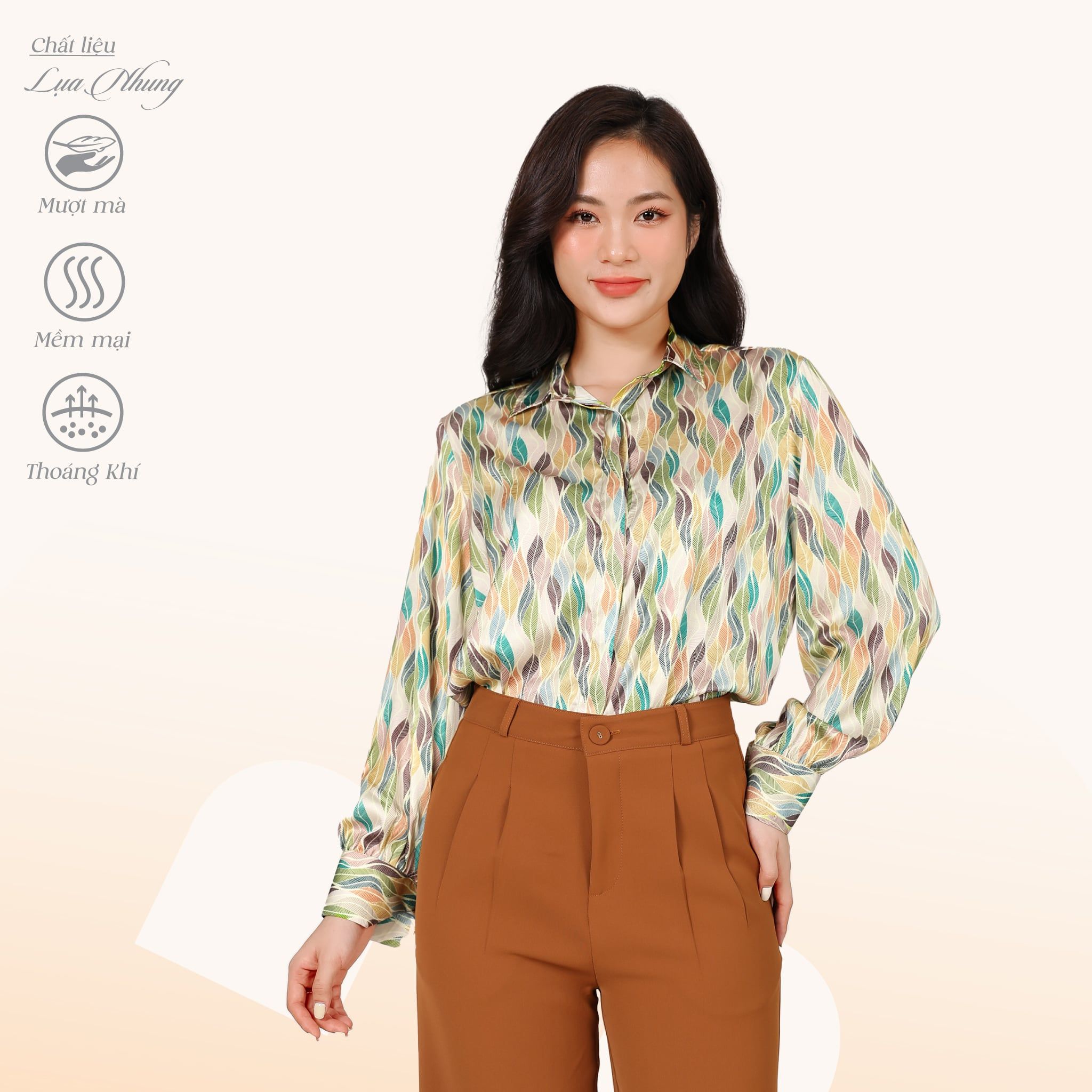Áo Sơ Mi Tay Dài Thời Trang Chất Lụa Nhung 260p 0343
