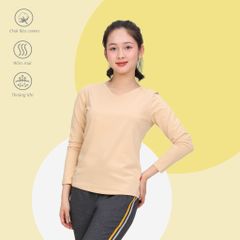 Phôi áo thun nữ tay dài Cổ Tim chất cotton siêu mát 020p 0264