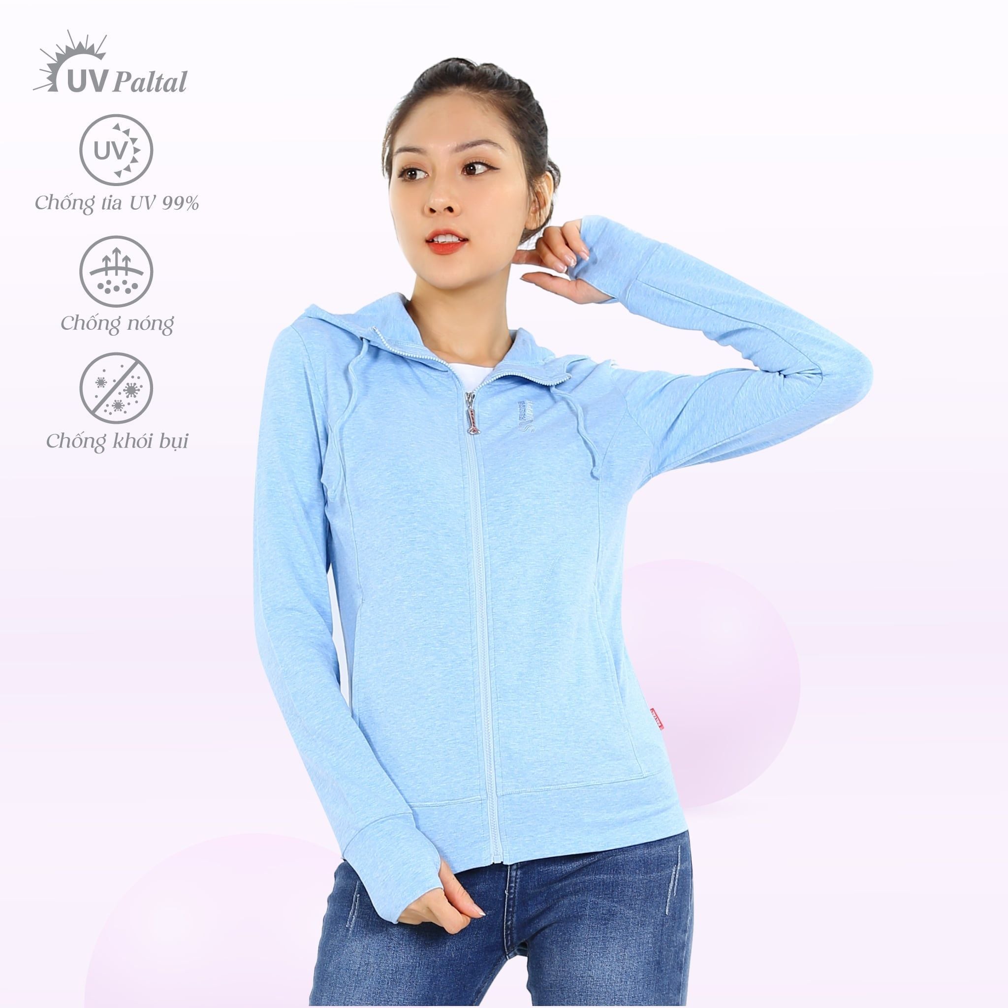 Áo khoác nữ chống nắng, chống UV chất muối tiêu melan 051P 1091