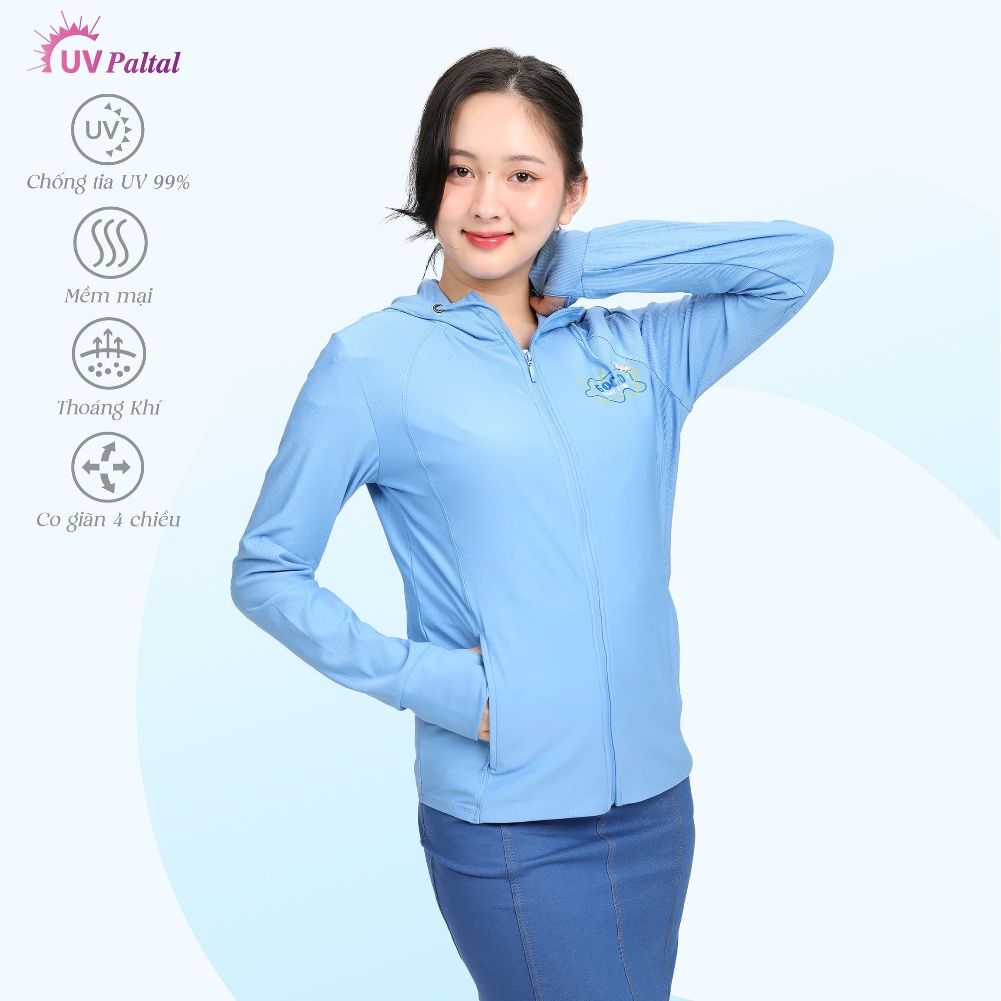 Áo khoác nữ chống nắng, chống UV có nón chất poly cát 311p 1269