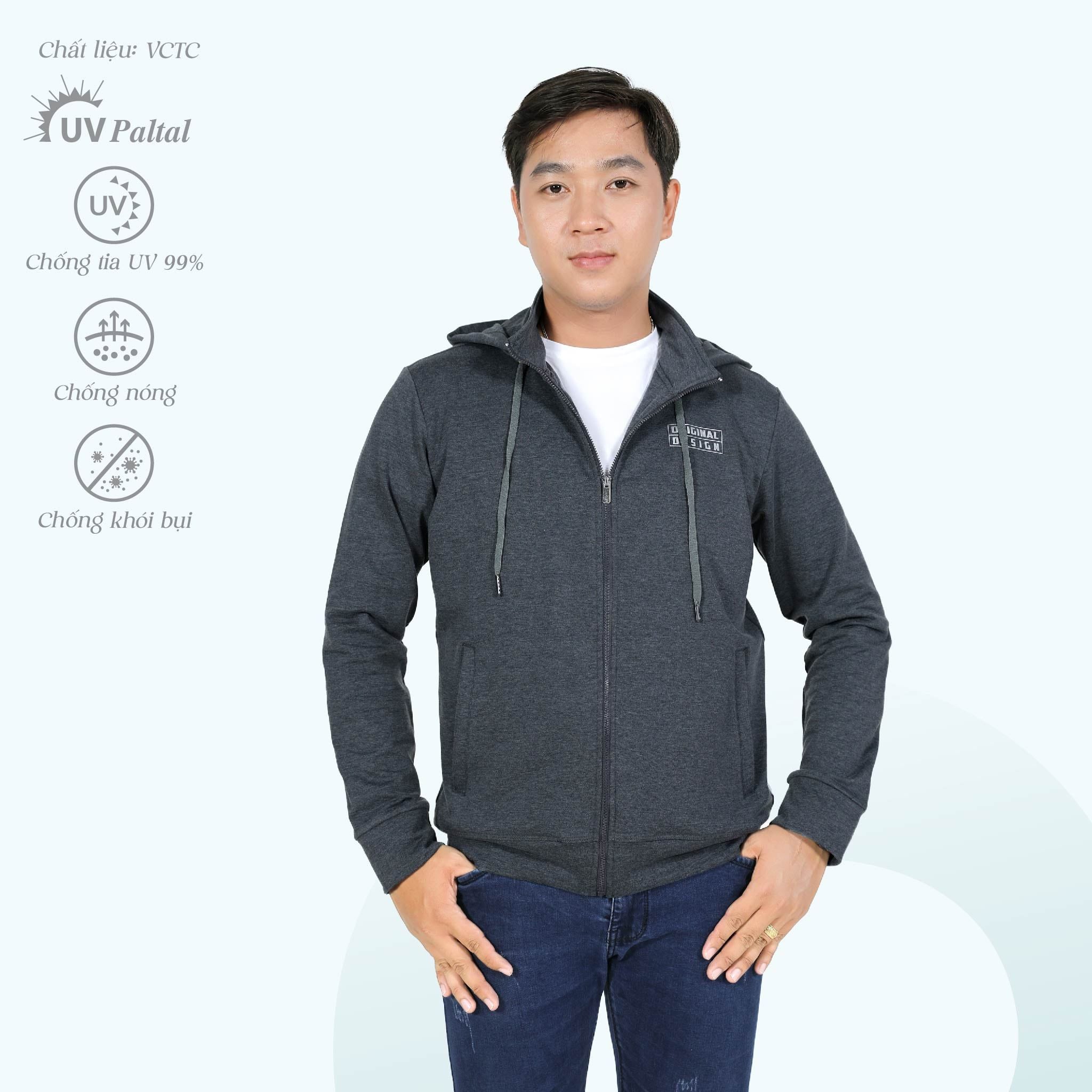 Áo khoác nam chống nắng, chống UV có nón VC cotton TC mát 431p 1145