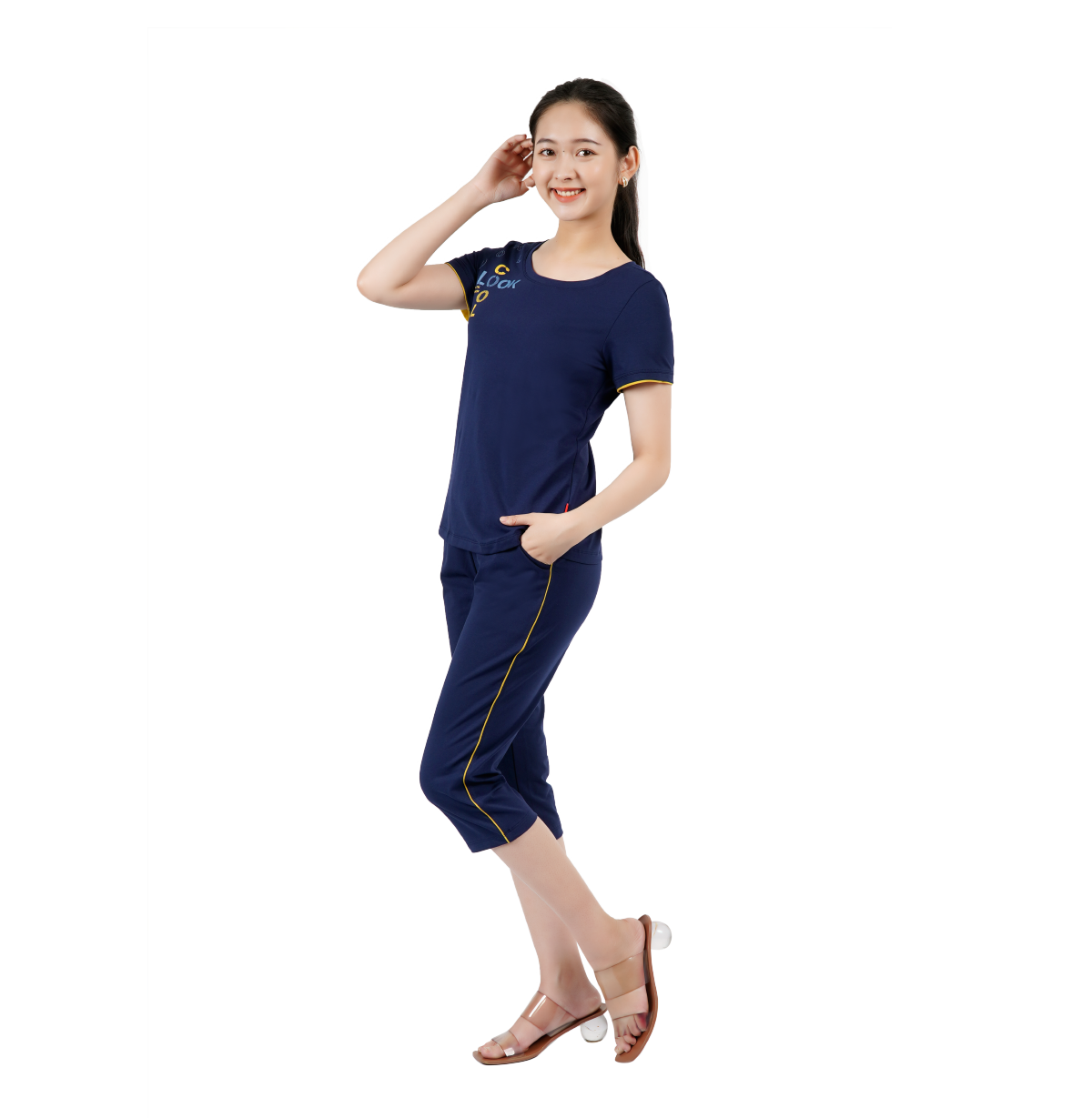 Set đồ bộ nữ kiểu quần lửng tay ngắn cotton cvc mát 194p 4244