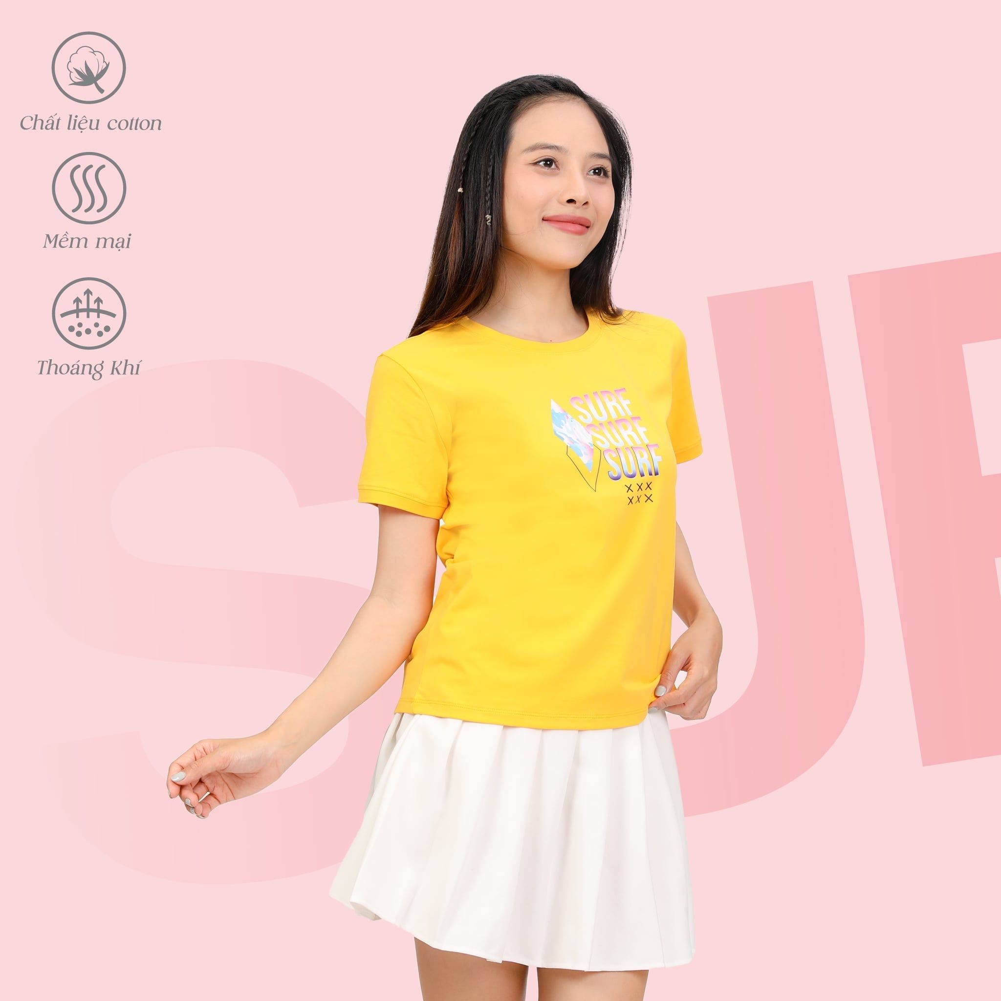 .Áo thun nữ tay ngắn form cơ bản chất cotton siêu mát 020p 0306