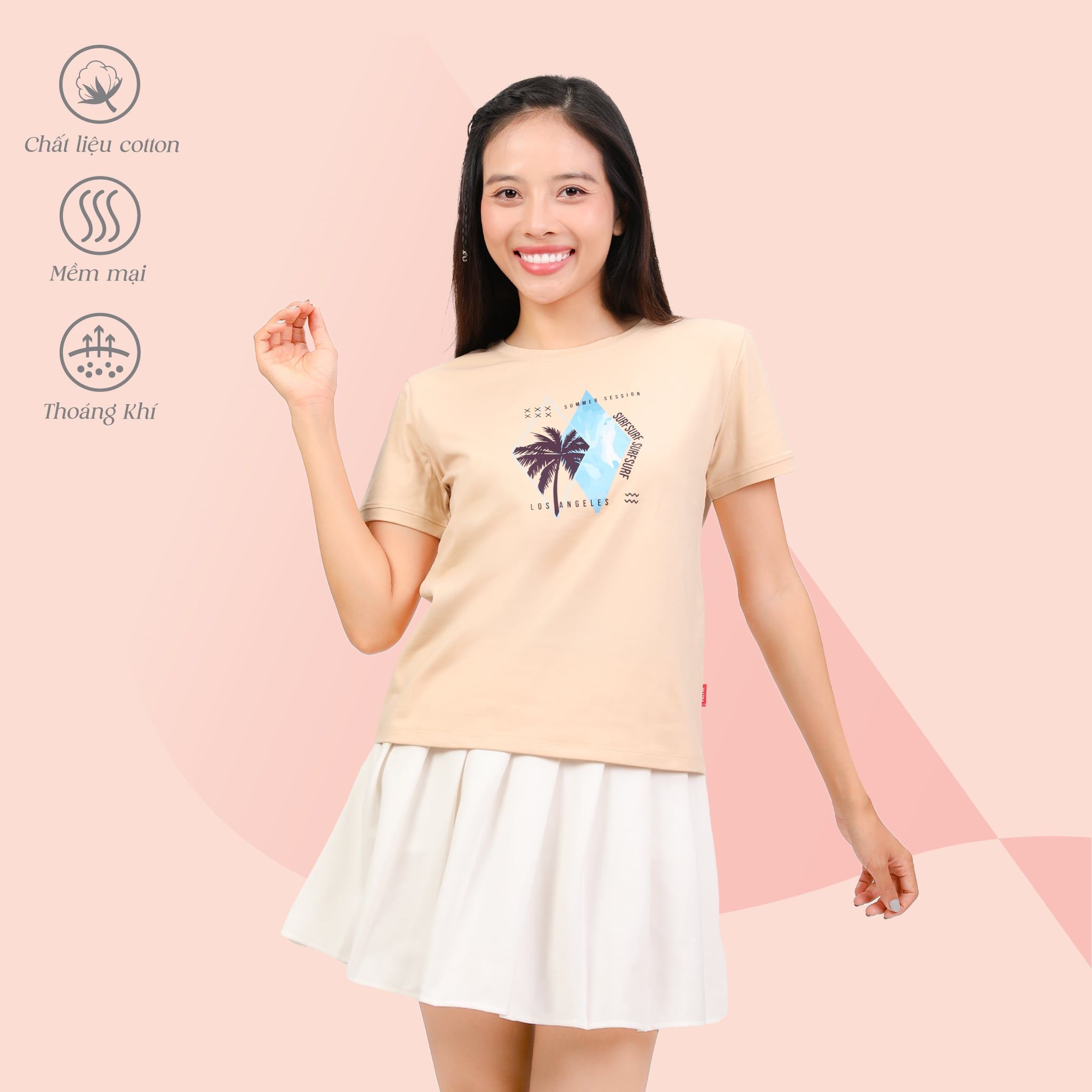.Áo thun nữ tay ngắn form cơ bản chất cotton siêu mát 020p 0308