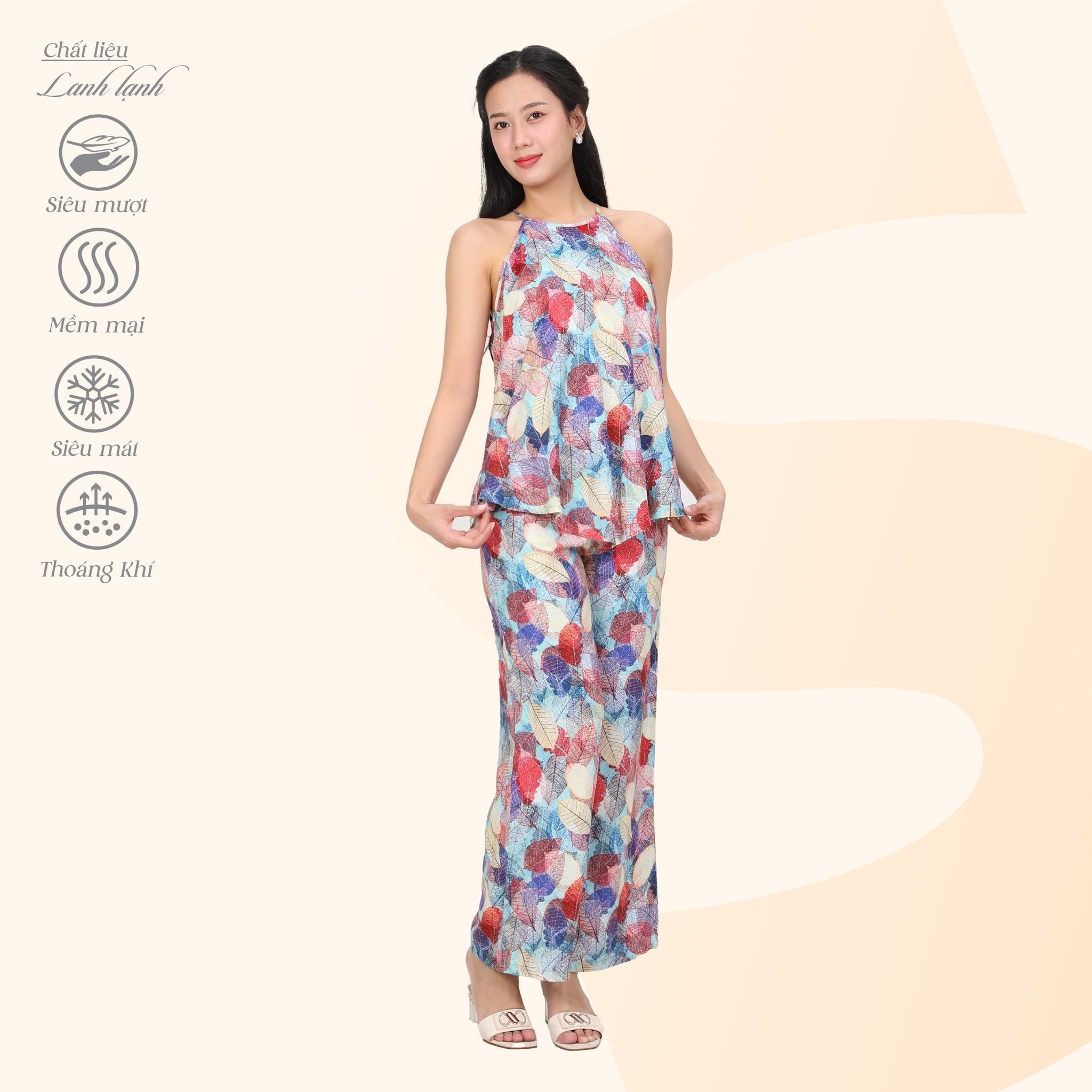 Set đồ bộ nữ kiểu quần dài Áo Dây Lanh Lạnh 253p 8024