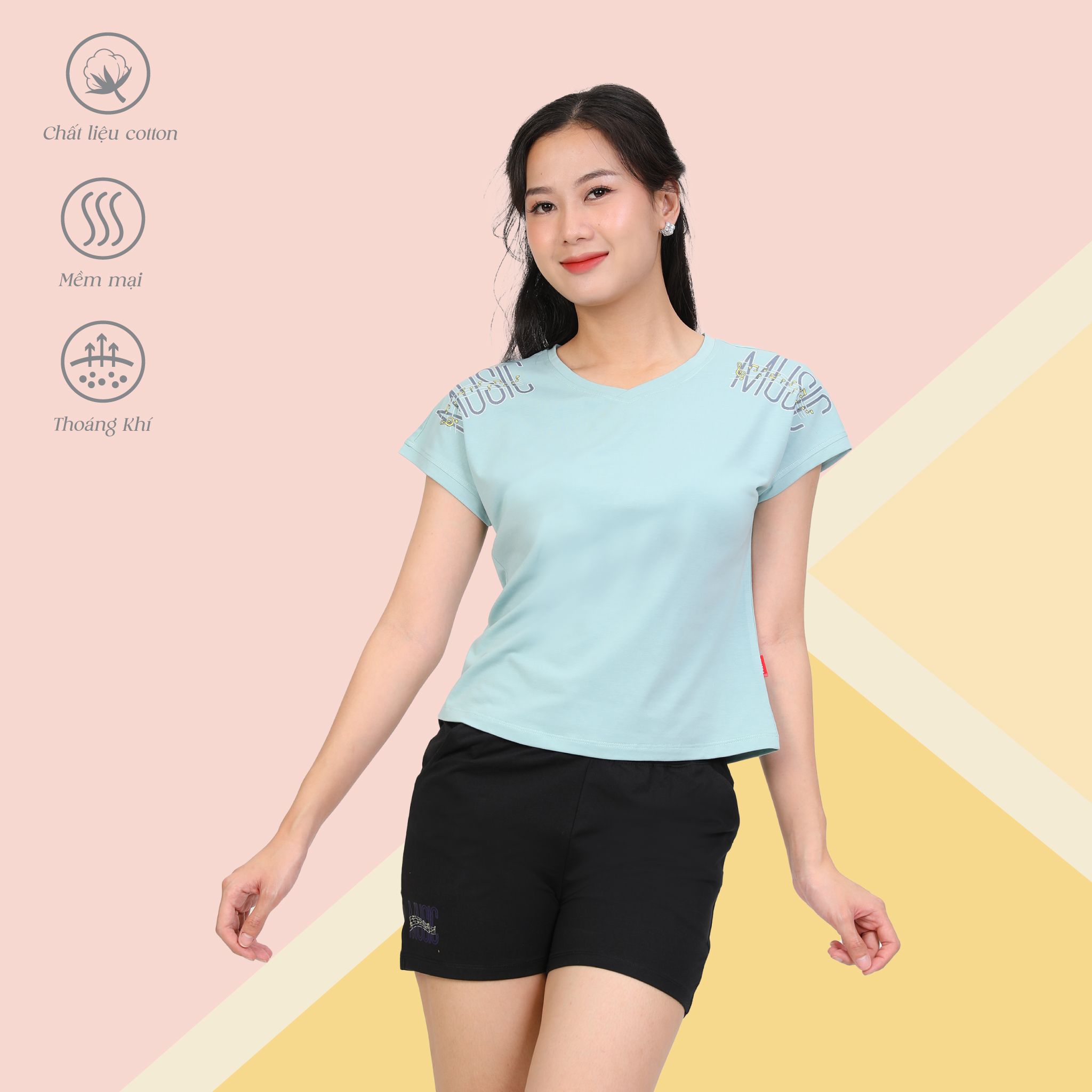 Set đồ bộ nữ kiểu quần đùi tay liền chất cotton siêu mát 025p 5204