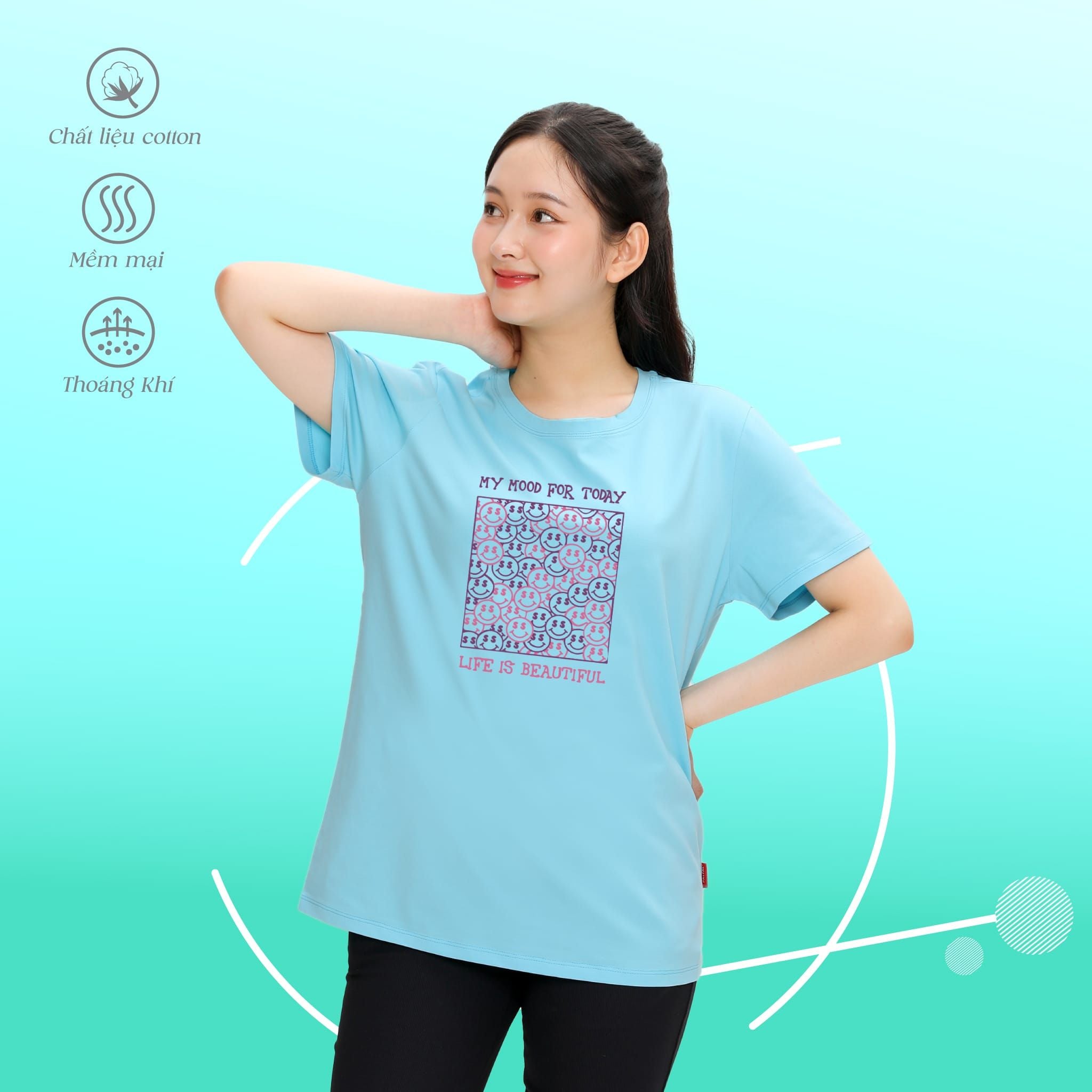 Áo thun nữ tay ngắn chất cotton siêu mát form rộng 020p 0302